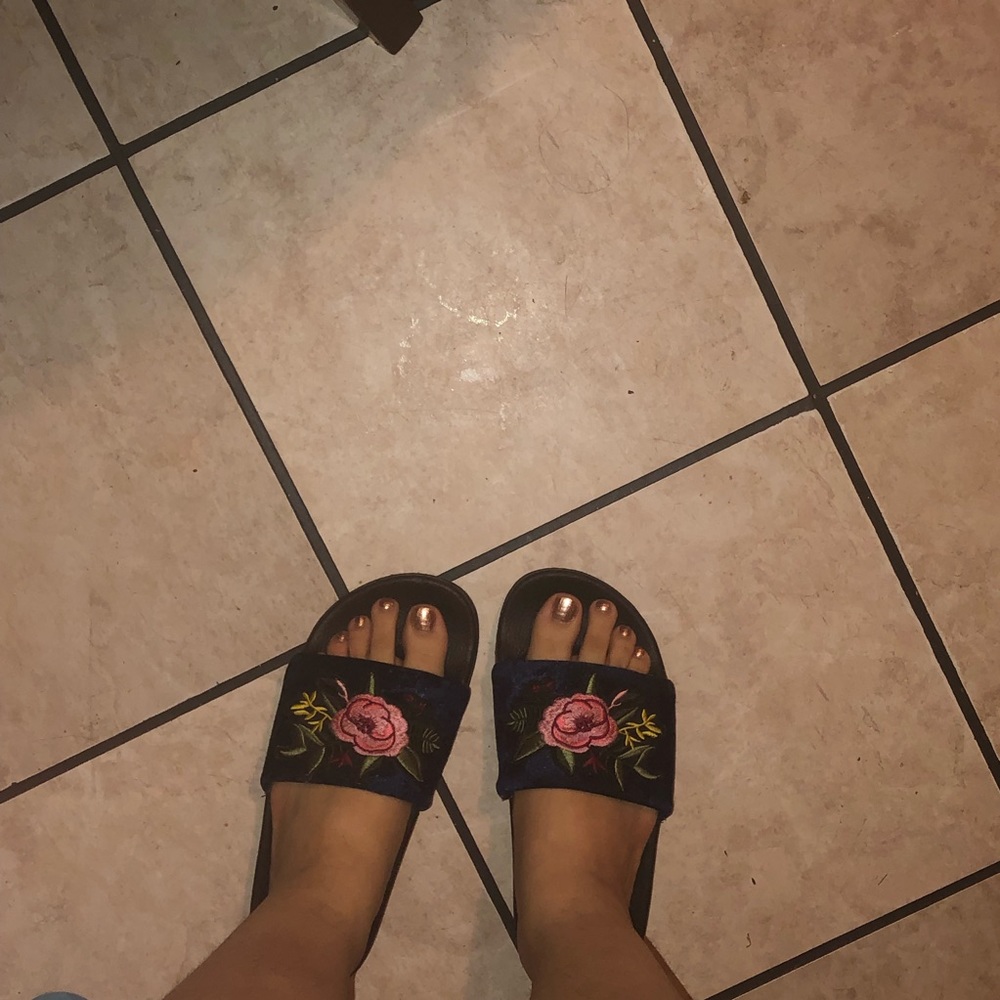 Floral Velvet slides